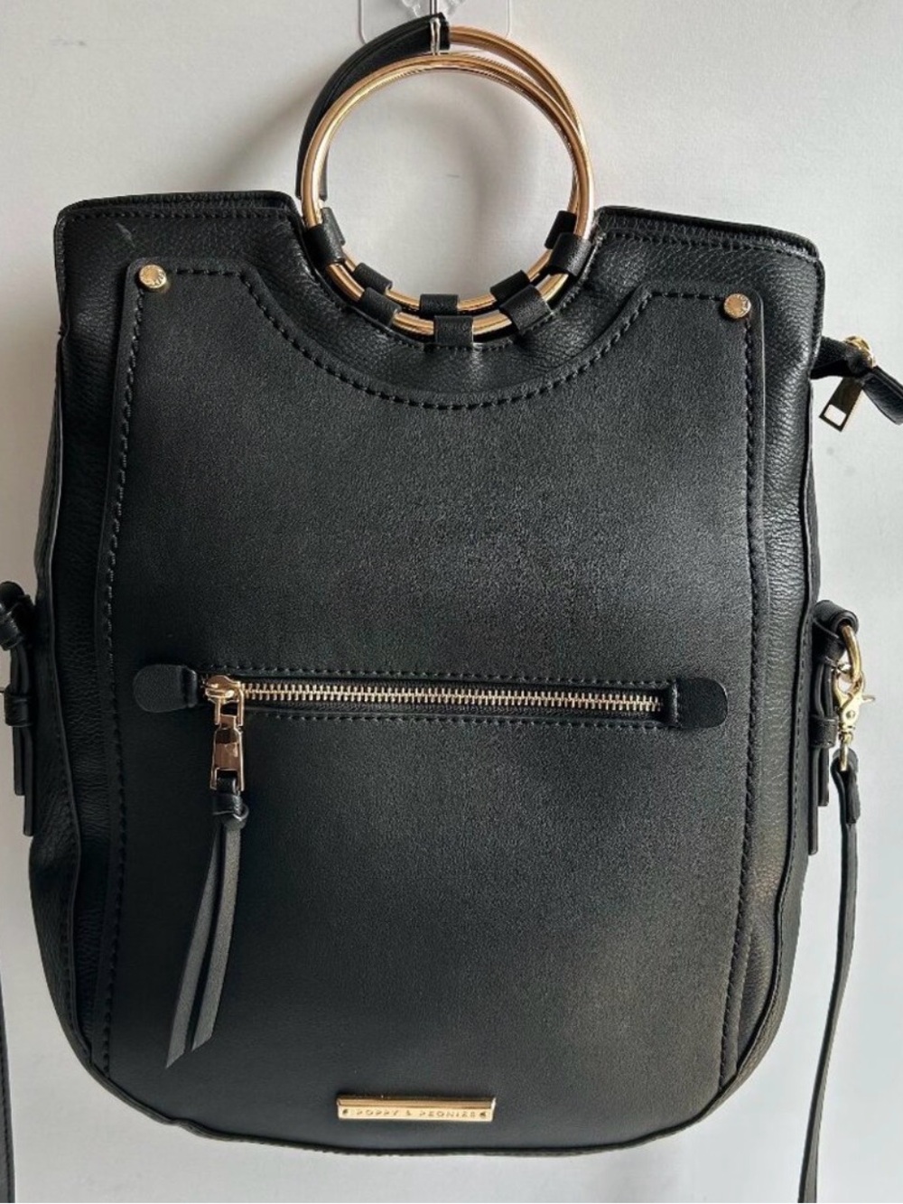 Poppy & Peonies Felicity Black Crossbody Bag with Gold Accent